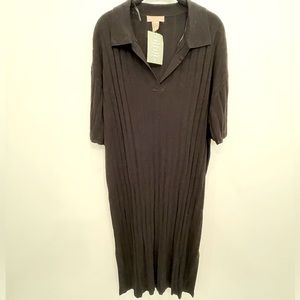 NWT!! H&M Collared Knit Dress Black Size XL